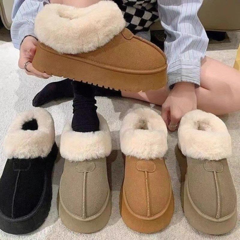 Winter plush thickened fluffy shoes short snow boots women's new thick-soled warm one-pedal cotton shoes