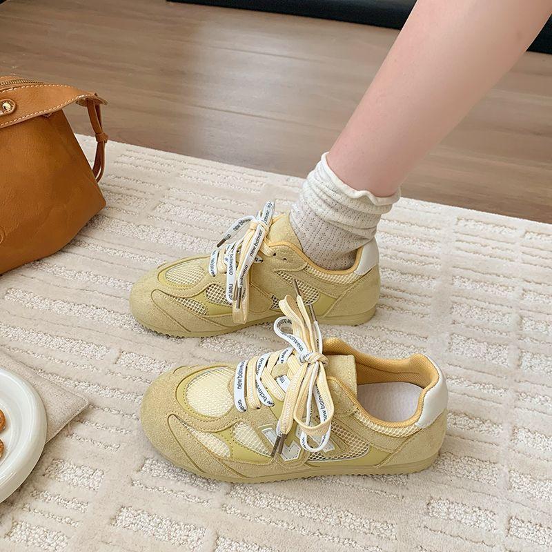 Women's new summer yellow mesh breathable casual shoes flat-soled soft-soled sneakers women's