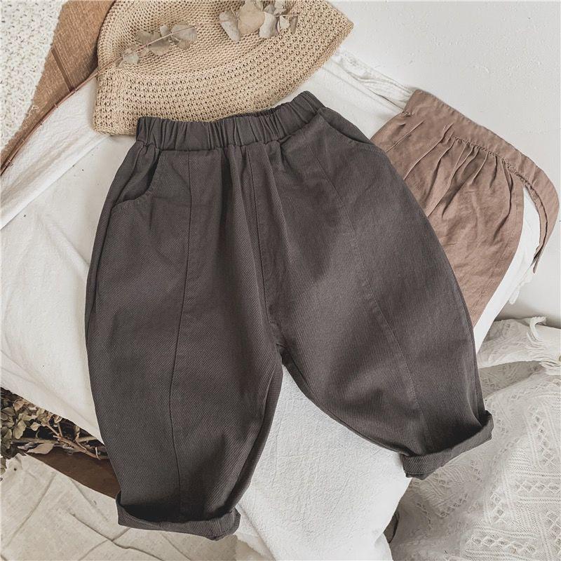 Autumn Baby Retro Pocket Dungarees Loose Girl Children Casual Pants Boy Kids Fashion Trousers Cotton Clothes