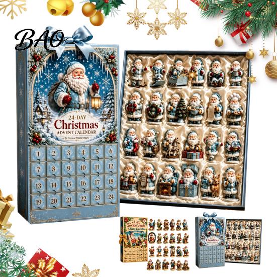 Unique Summer Christmas Decorations 2026 Beach Santa Advent Calendar, 24-Day Acrylic Ornament Set with Tropical Theme Surfing Figures, Tree