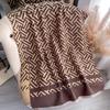Imitation Cashmere Scarf Medium And Long Outer Shawl Double-Sided Warm Letter Scarf Female Live Stream Trend