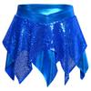 Girls Jazz Dance Costume Sparkly Sequins Metallic Asymmetric Skirt Performance Dancewear