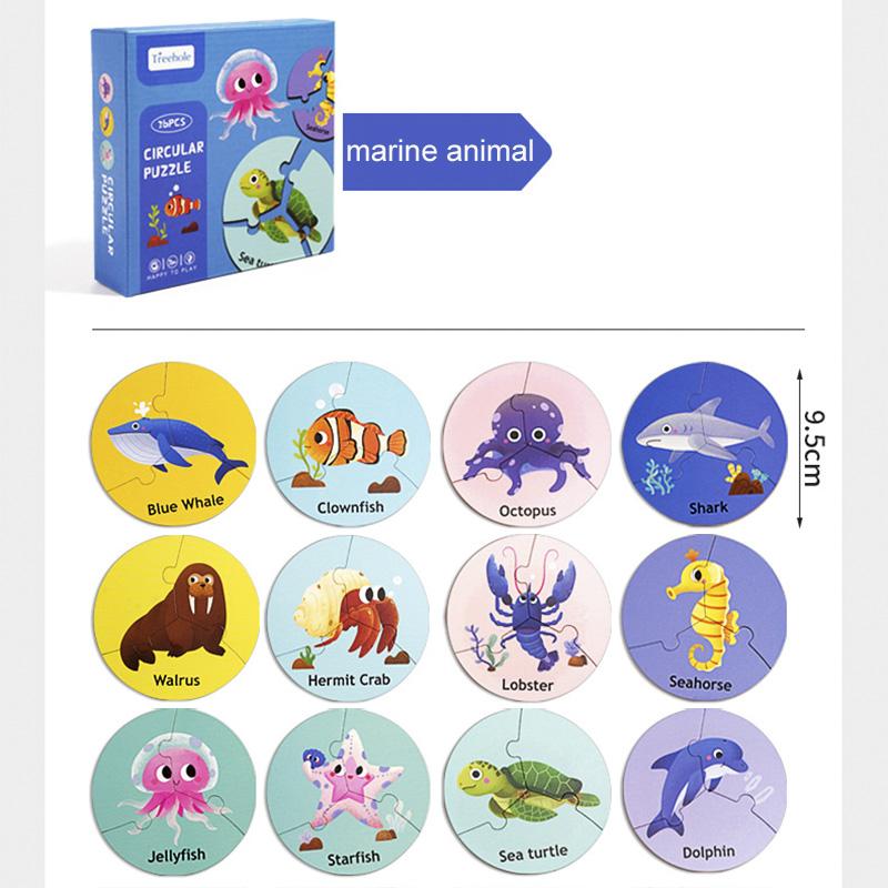 Wooden Children s Marine Animal Forest Animal Circular Puzzle Matching Game Logical Thinking Training Educational Toys For Kids