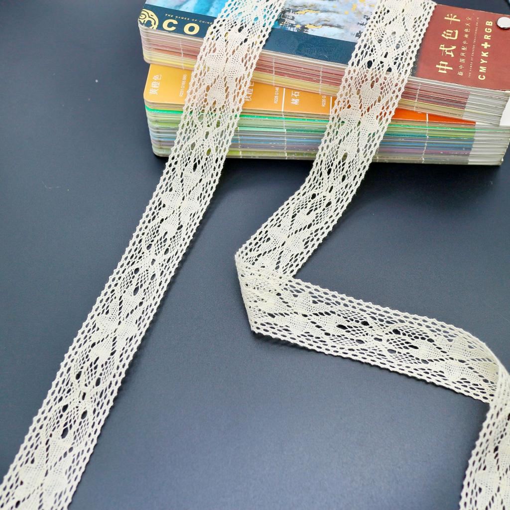 Bilateral Non-Elastic Thin Thread Cotton Thread Lace, Cotton Thread Handmade Lace Accessories Diy Clothing Fabric Window Decoration