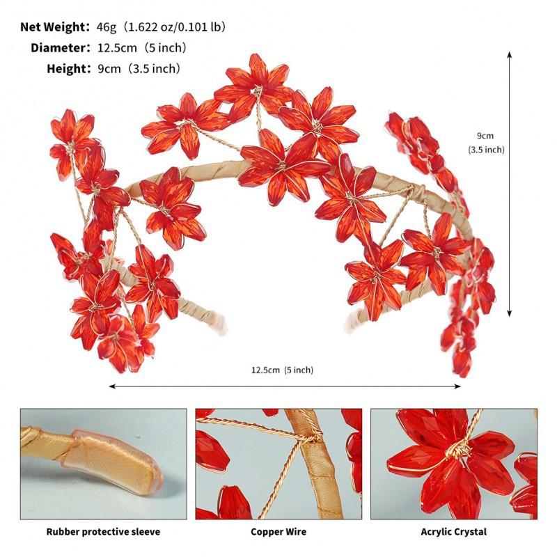 Crystal Flower Headband Prom Wedding Photo Hair Exaggerated Niche Handmade Bride Headwear