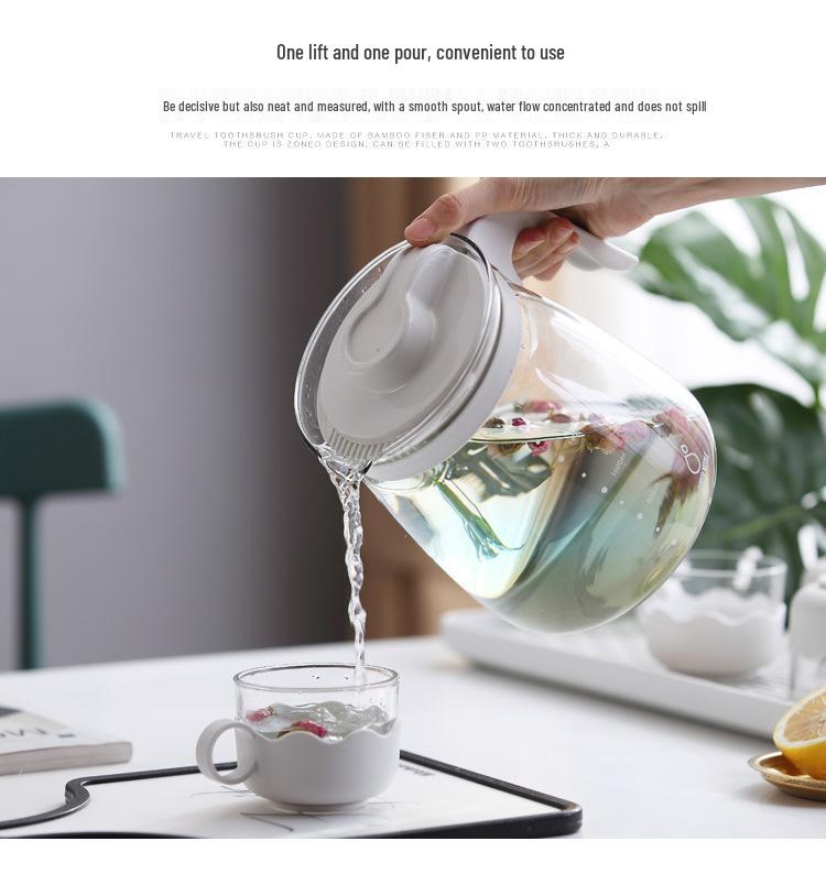 High Temperature Glass Pitcher Set: Nordic Iced Water, Fruit Teapot, Beer, and Cold Brew Pitcher with Scale.