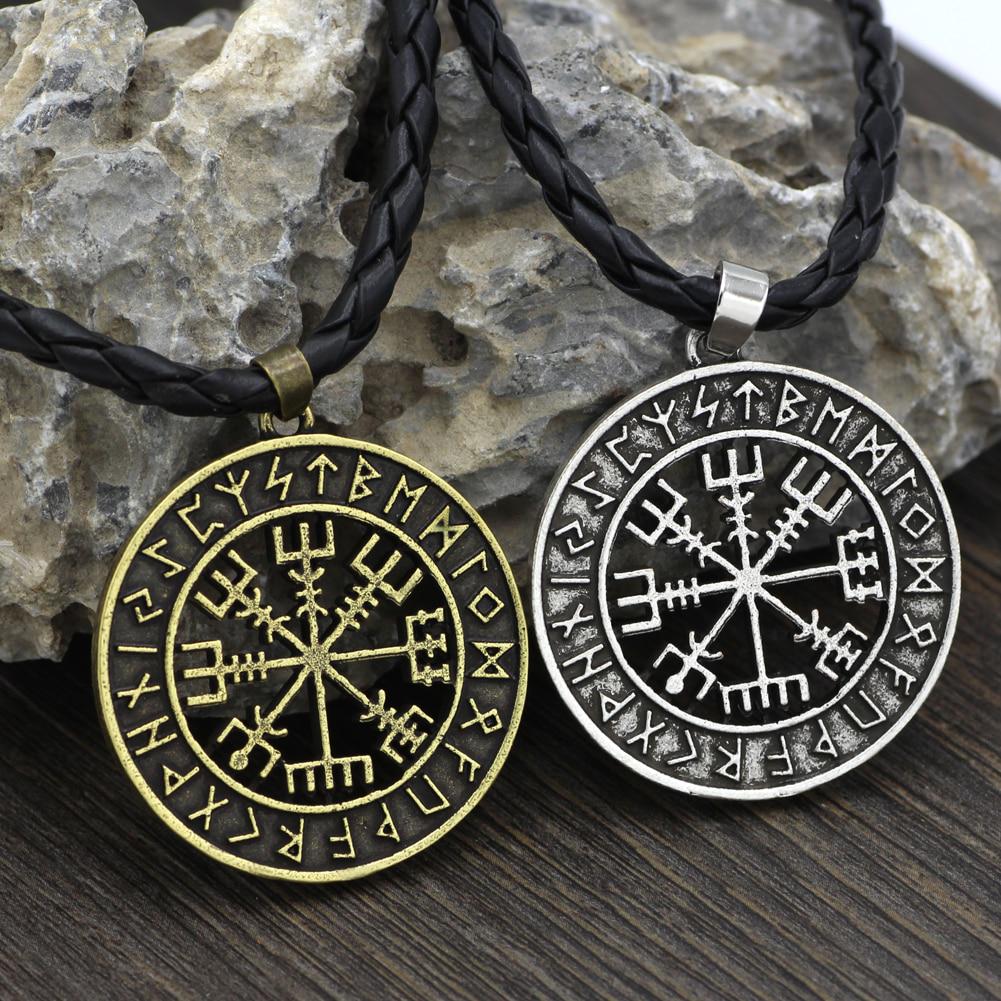 Viking IJslandse Helm Horror In Runen Cirkel Hanger Magische Staven Kompas Rune Amulet Ketting