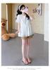 Maternity Summer 2026 Korean Style Embroidered Chiffon Doll Shirt and Belly Support Shorts Set