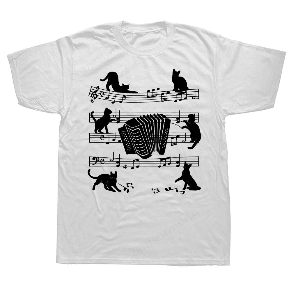 Funny Accordionist Cats Loving Accordion Player T Shirts Graphic Cotton Streetwear Short Sleeve Birthday Gifts Summer TShirt