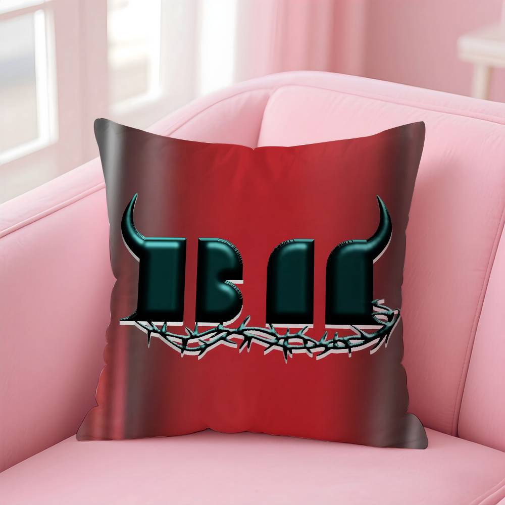 Cool KPOP B-BABYMONSTER Povlak na polštář Proti roztočům Neviditelný zip hedvábný krátký plyš Potah na polštář na pohovku