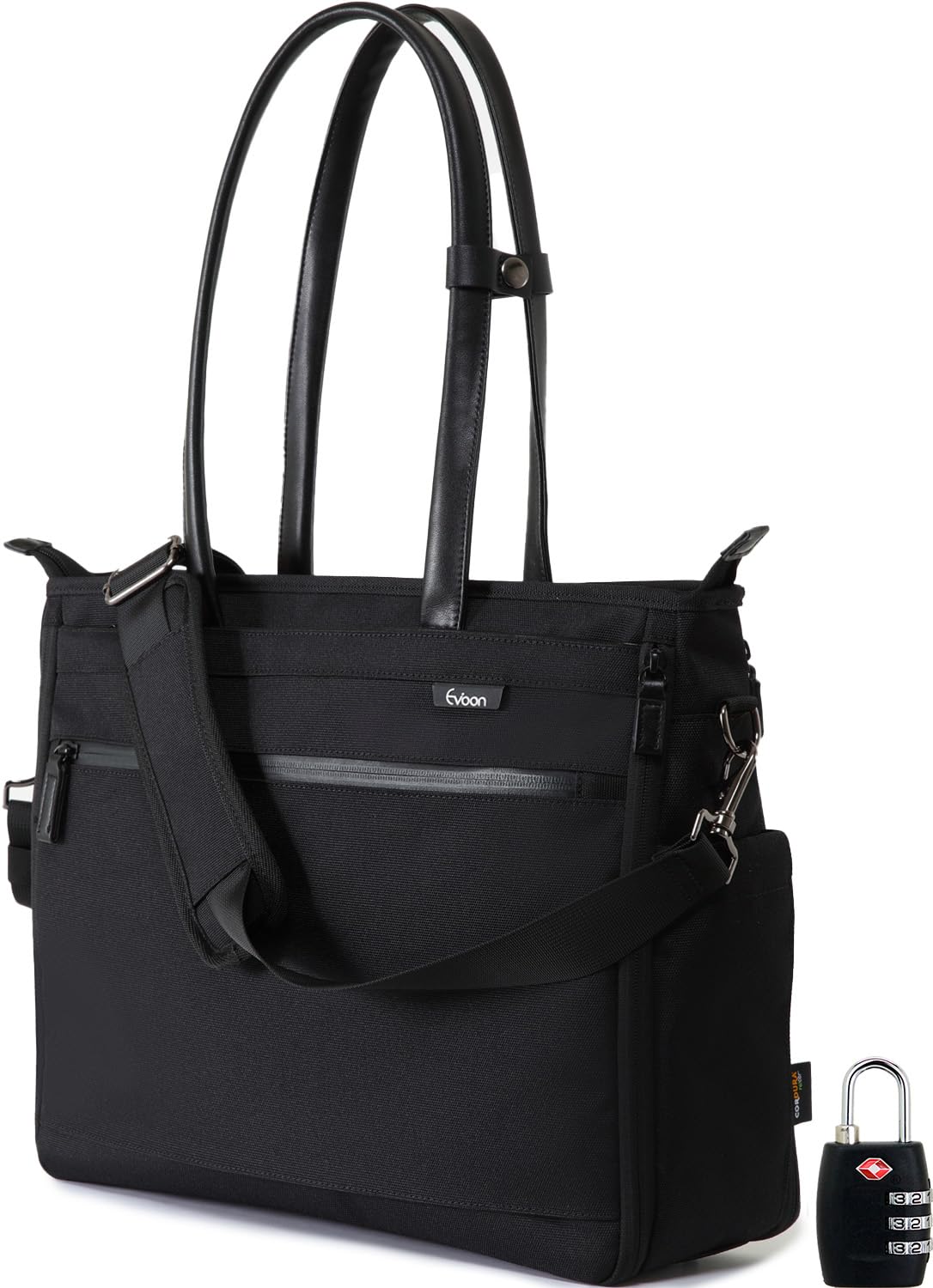 

Сумка-тоут Totonou, Сумка-тоут на плечо, Большая, Деловая, Вмещает, Кодовый замок TSA, Формат A4 [Evoon] 2.0, Сумка, Тоут, Мужская, Двухступенчатое расширение, Вместимость, Сумка 2-в-1, 15,6-дюймовый ПК, чёрный