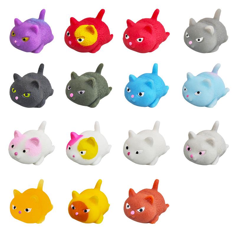 

5Pcs Cartoon Naughty Cat TPR Squeeze Slow Rebound Toy Creative Soft Cute Animal Pet Cat Surprise Gift Stress Relief Fidget Toy