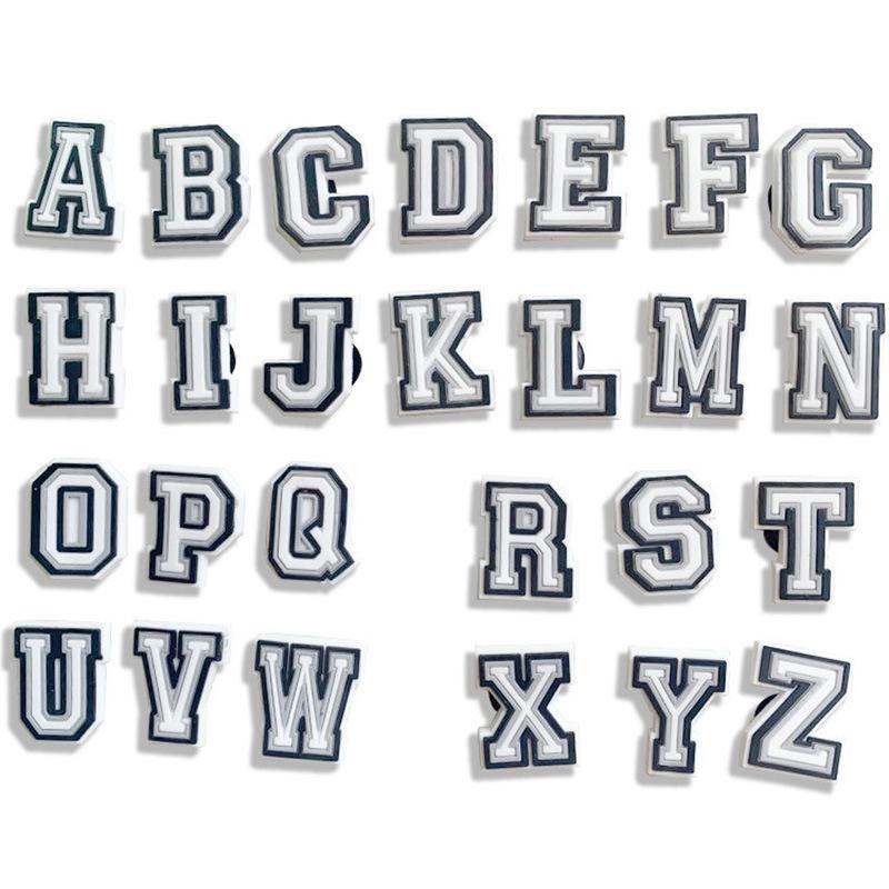 26 Stk. DIY Charms Sko Tilbehør Alfabet Bogstav Serie Sko Charms Dekoration Sko Pins Boble Sandaler Sandaler Fantastisk Gave