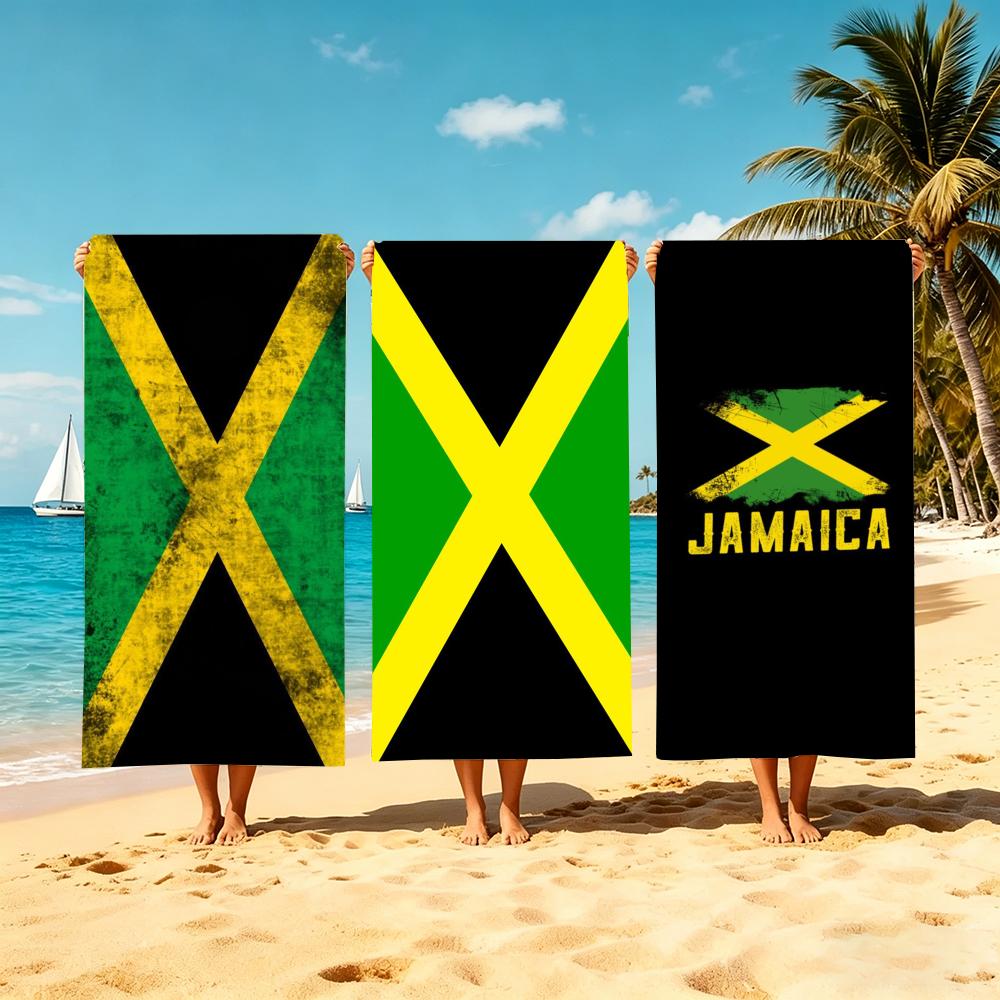 Jmg Household Supplies Towel Microfiber Beach Towel, Quick-Dry, Sand-Free, Ultra-Fine Fiber, Super Soft. J-Jamaica Flags