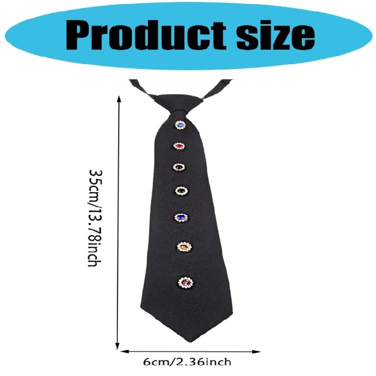 Adjustable Two-Level Necktie Sparkling Crystal Flower Pattern Lightweight Polyester For Daily Wear