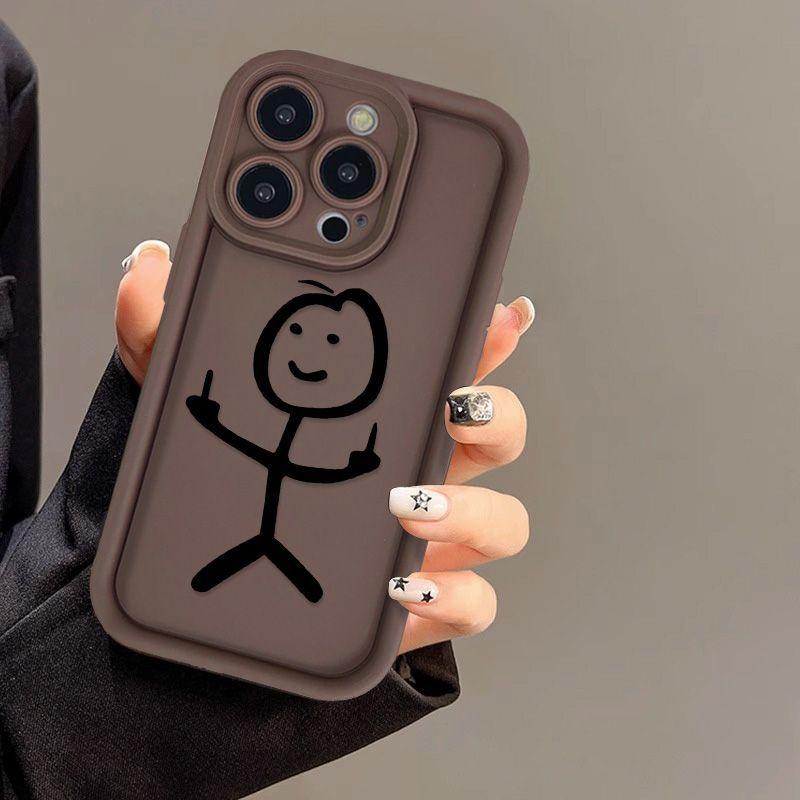 Middle finger stick figure for iPhone17PorMax mobile phone case 14 Apple 13 matte 12/15 funny soft case