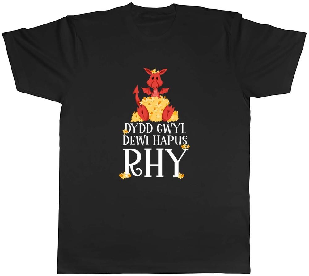 

Personalised Dydd Gwyl Dewi Hapus T-Shirt Mens St David s Day Dragon Tee Gift M