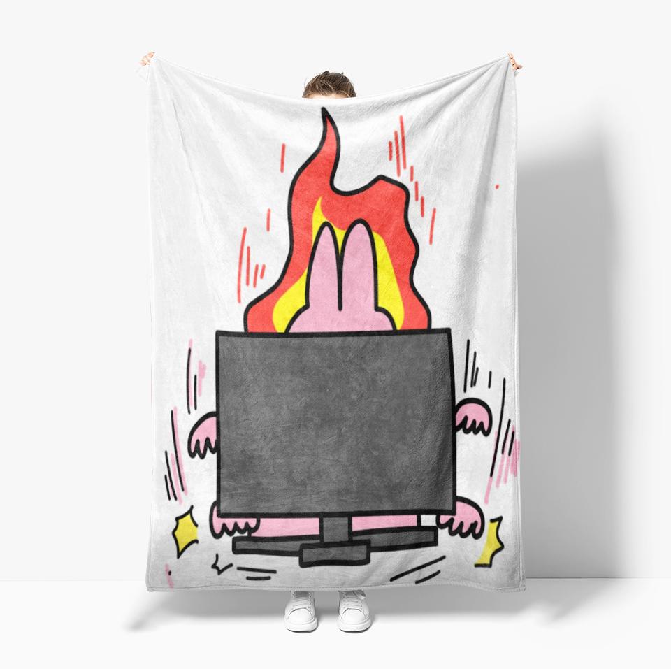 Cute Pink rabbit Series Blanket Cartoon Print Warm Flannel Soft Comfortable Home Travel Bed Blanket Birthday Couple kids Gift