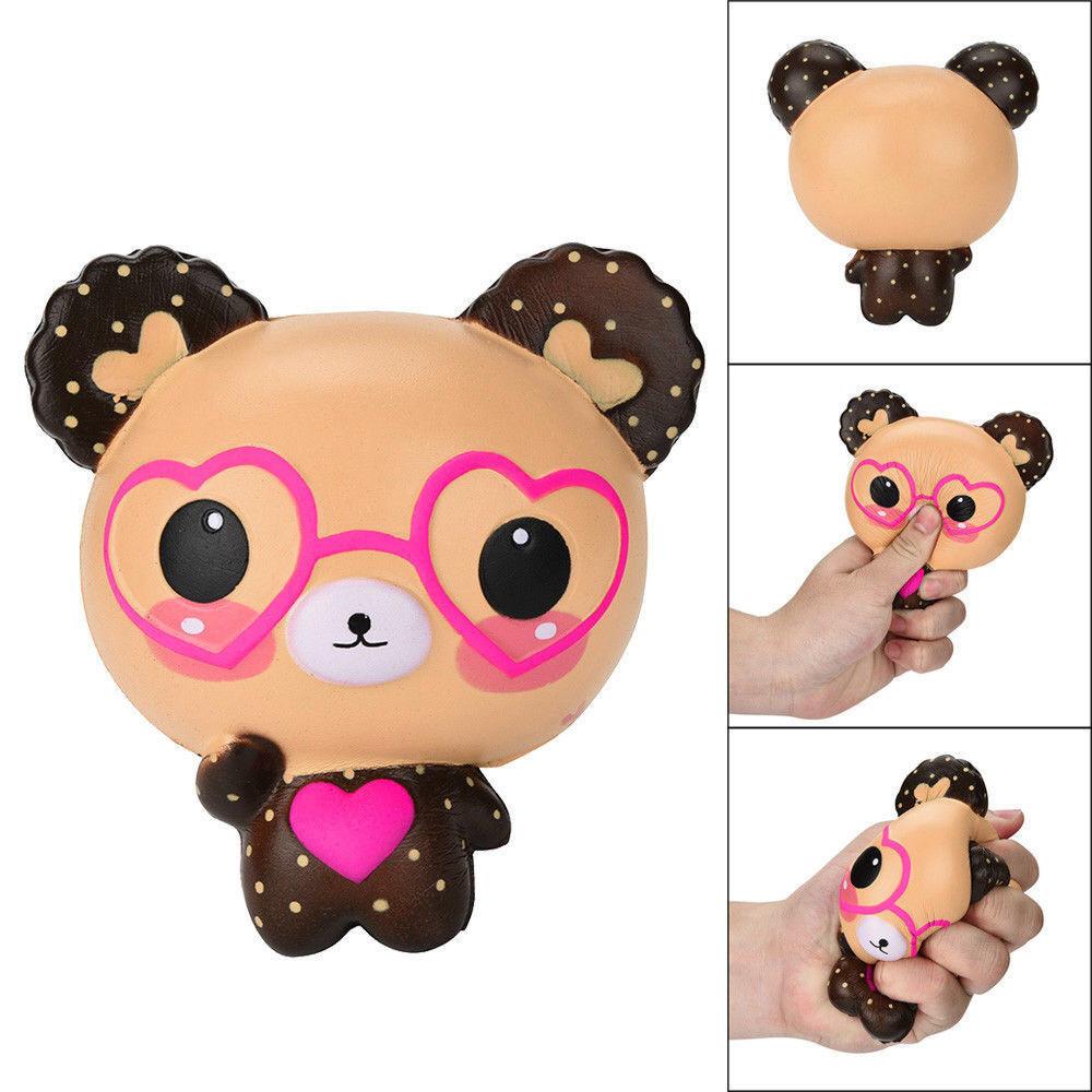 Squishy Bear Glasses Plush Toy With Slow Rebound Pu Material For Gift And Decoration