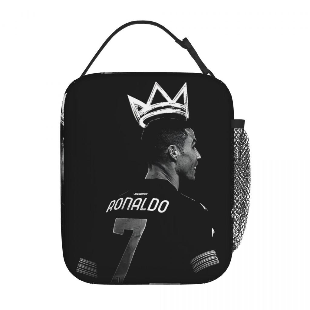 CR7 The Legend Footballer Insulated Lunch Bag High Capacity Football Soccer Reusable Thermal Bag Tote Lunch Box College Picnic