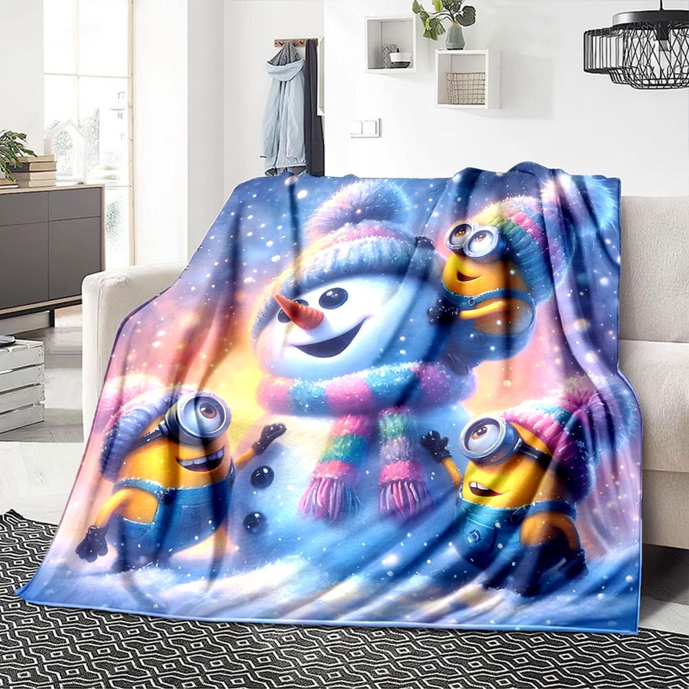 1Pc Winter Snowman Adventure Blanket Soft Throw Blanket For Home Bedroom Bed Sofa Travel Office Solid Christmas Blanket