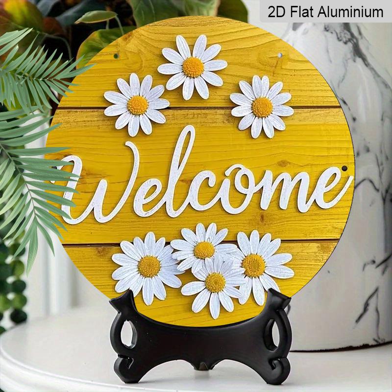 2D Flat 1pc Aluminum Decorative Daisy-Style Wall Hanging 7.87 inches × 7.87 inches Ideal for gardens, farmhouses, streets, shops, bars, cafes, family
