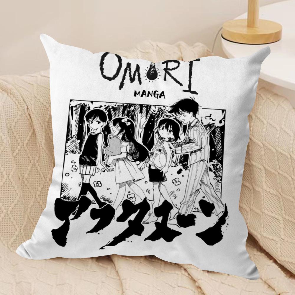 Game Anime O-Omori Cushion Cover Silky Short Plush Sofa Pillow Cover Hidden Zipper Soft Dustproof Case for Home Decor