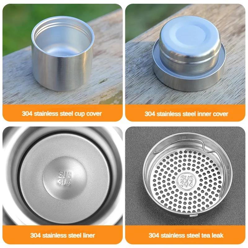 800/1000/1500 ml große Kapazität Ganzstahl-Thermoskanne aus Edelstahl, tragbarer isolierter Becher mit Seil-Thermoflasche