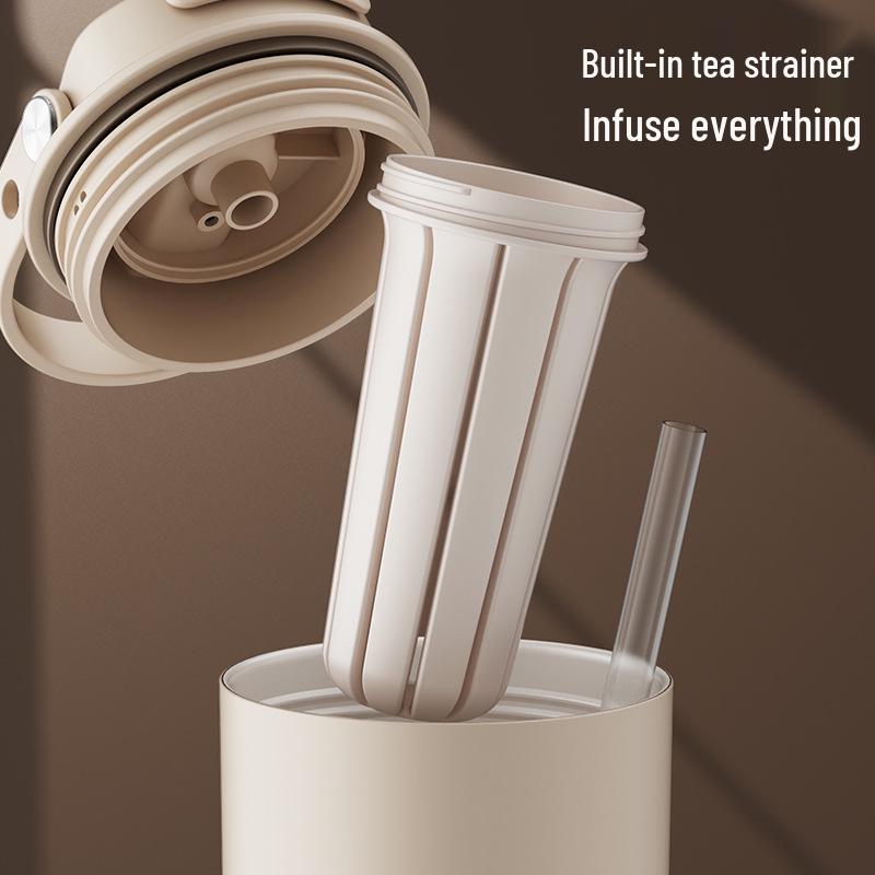 Large Capacity 316 Stainless Steel Insulated Travel Mug with Ceramic Liner and Straw