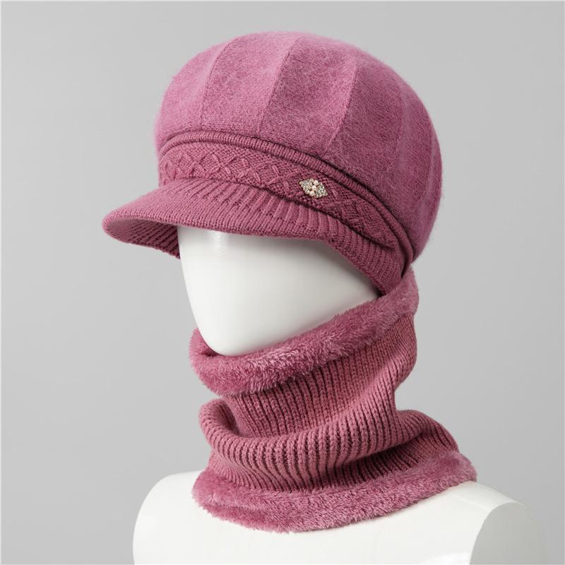 Kaninchenfell Strickwollmütze Kinder Herbst und Winter Vielseitig Winter Warm Kaltmütze Schirmmütze