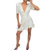 European and American style hot-selling fashion versatile polka dot printing dress temperament V-neck waist A-word short skirt women