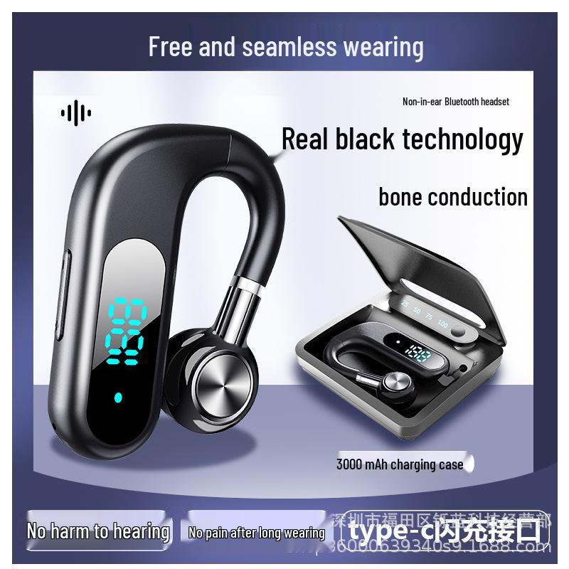 Air Conduction Bluetooth Ear-hook Headphones, Non-In-Ear, Large Volume, Ultra-Long Wireless, Compatible with Apple & Android.