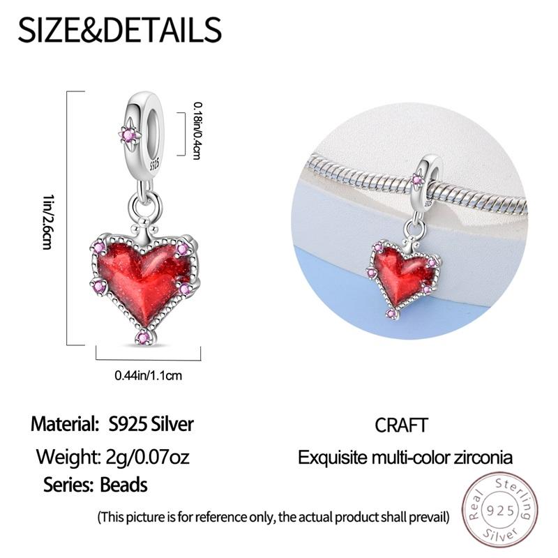 100% Copper Red Heart Shiny Zirconia Beads 3Mm Diy Holiday Exquisite Jewelry Gift Making