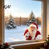 Indoor Outdoor Holiday Accents Santa Claus Window Sticker, Static Removable Decal, Waterproof Stickers Festive PVC Decal for Home Living Room Bathroom