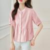 Splicing White Shirt Women's Five-quarter Sleeve Summer Dress New Cotton Top Round Neck Loose Shirt