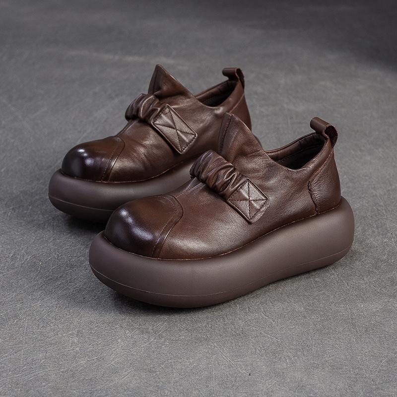Women`s Genuine Leather Loafers with Platform