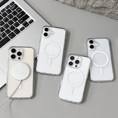 Transparent Magnetic Case with Touch Button for iPhone 17Ai/16 Pro Max/Plus