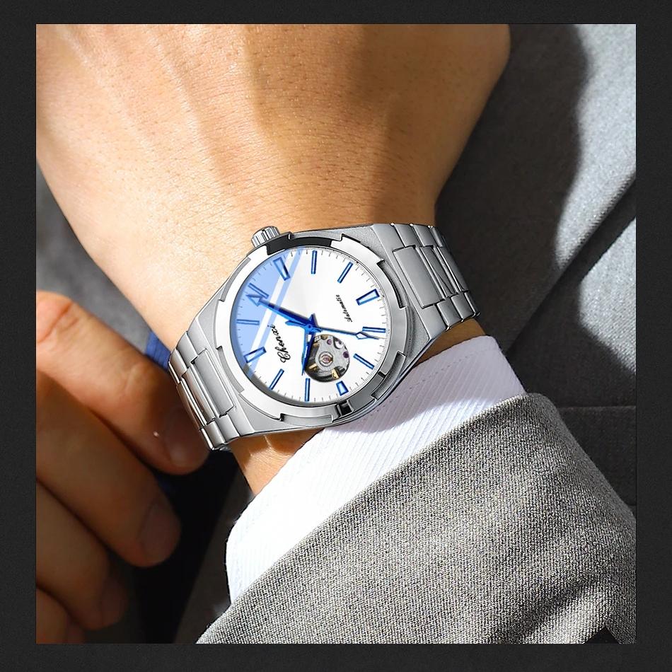 CHENXI Automatic Movement Mechanical Watches for Men Hollow Skeleton Mens Watches Waterproof Business Relogios Masculino