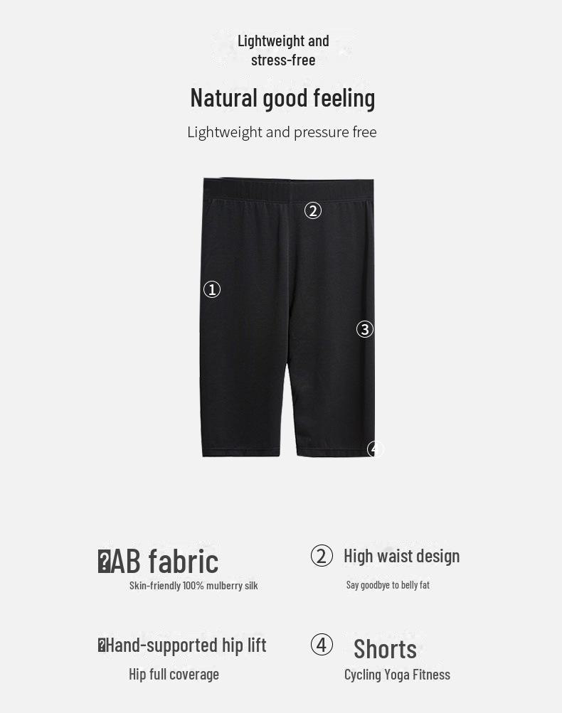 Haosangyuan Women's Silk Mulberry Cycling Shorts - Shark Pants for Summer, Thin Black Bottoms