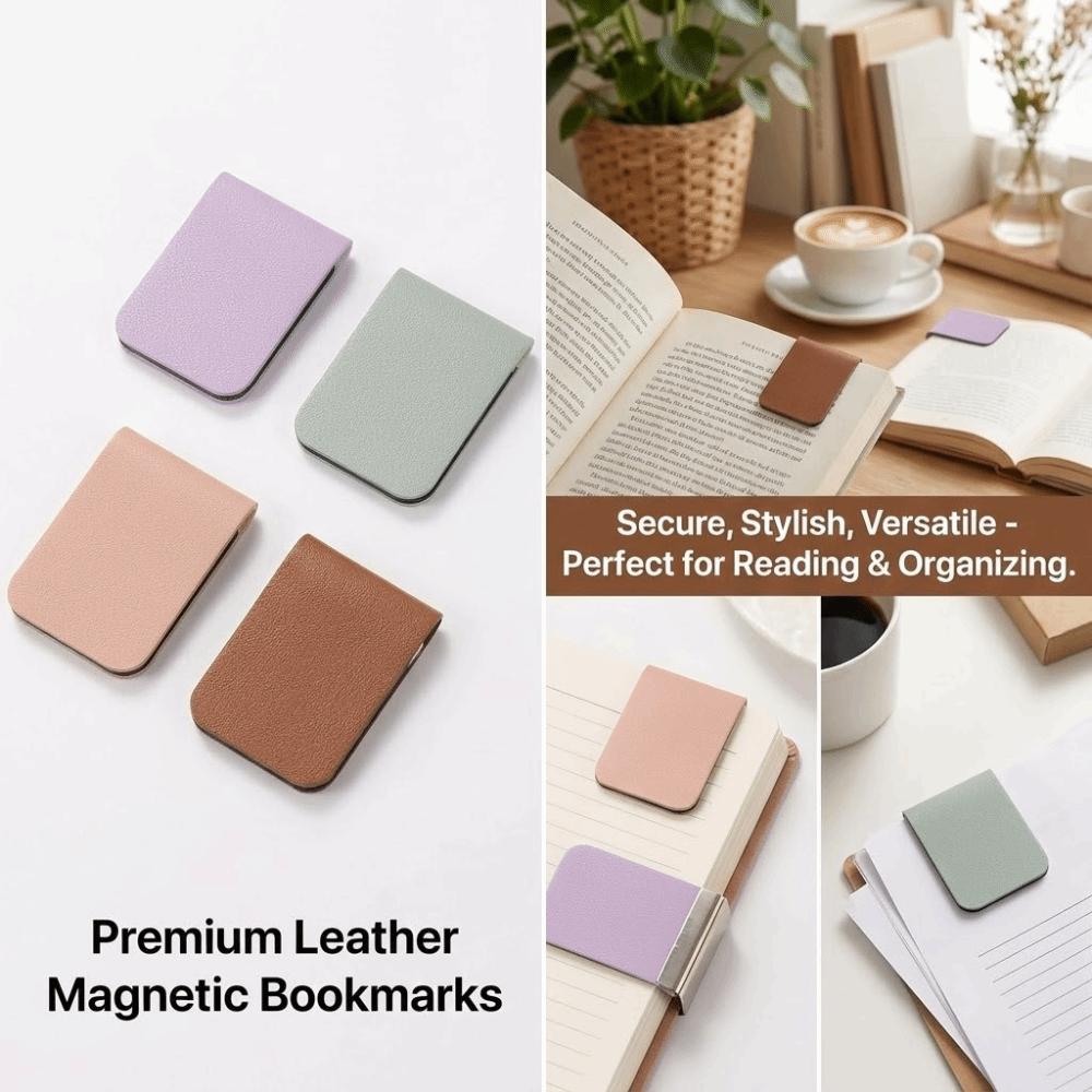 New Leather Magnetic Bookmark Diy Rectangle Shape Book Reading Tracker Elegant Magnetic Money Clip Book Reading