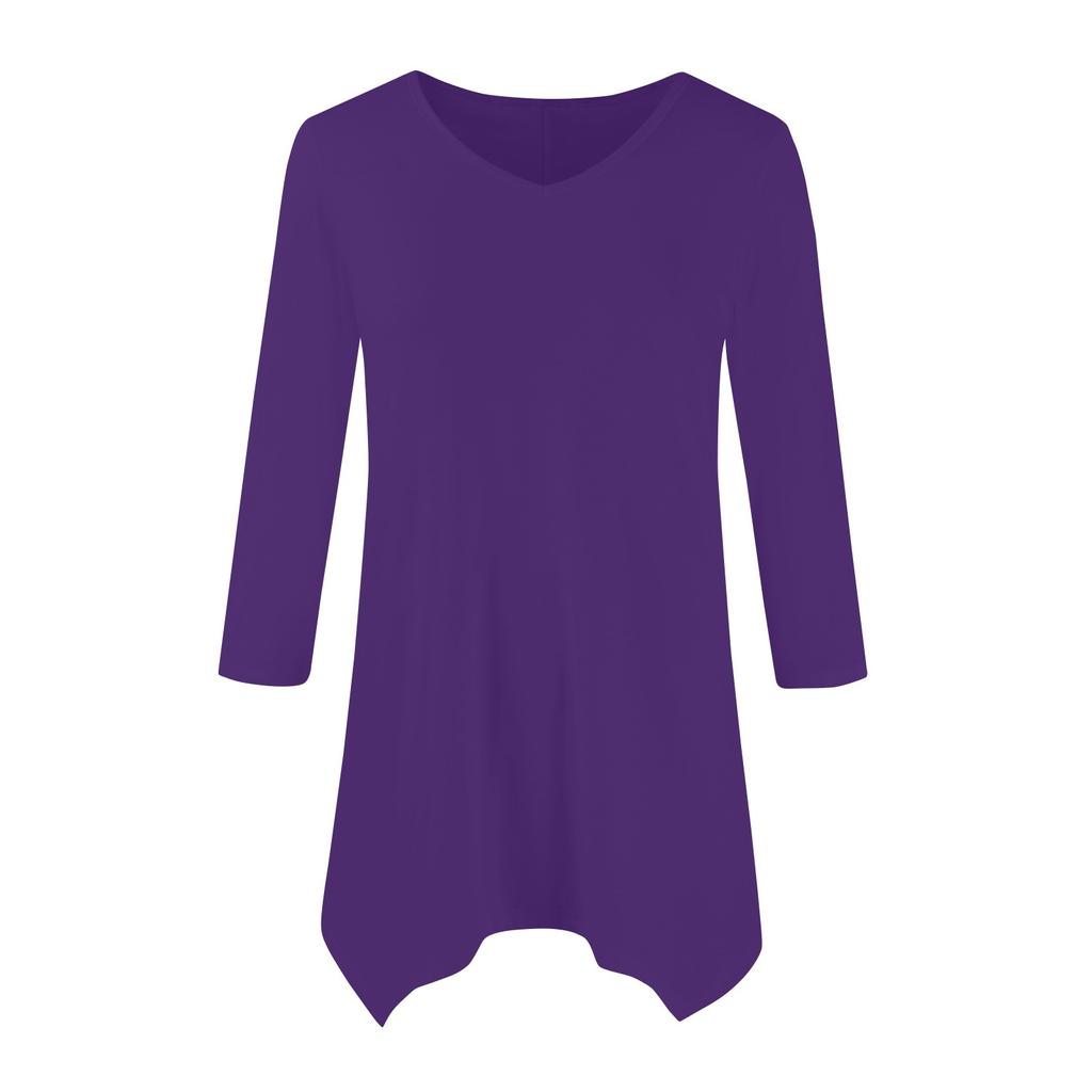 Women's Fashion Casual V-neck Seven-point Sleeve Shirt Belted Loose Comfortable Top