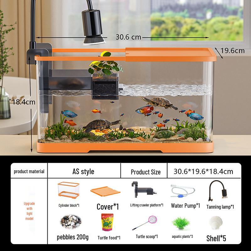 Versatile Desktop Turtle & Fish Aquarium with Basking Platform and Integrated Circulation System