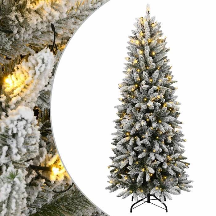 VidaXL Sapin de Noël artificiel 300 LED et neige floquée 180 cm, arbre de Noël, sapin de Noël réaliste, ornement de Noël, 3315765