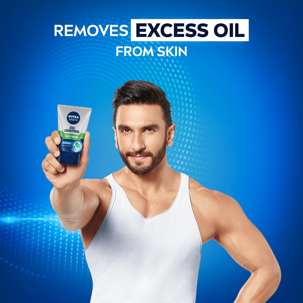 Nivea Men Oil Control Face Wash 100g For Oily Skin With Vitamin C For 12h Shine-Free Clean Radiant Look Summer Skincare Solution