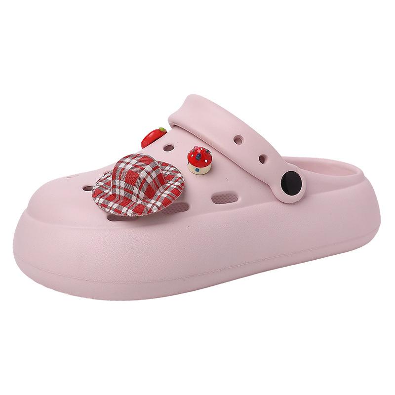 Cute cartoon doll thick-soled heightening hole shoes, summer fashion and leisure versatile two wear bag head slippers