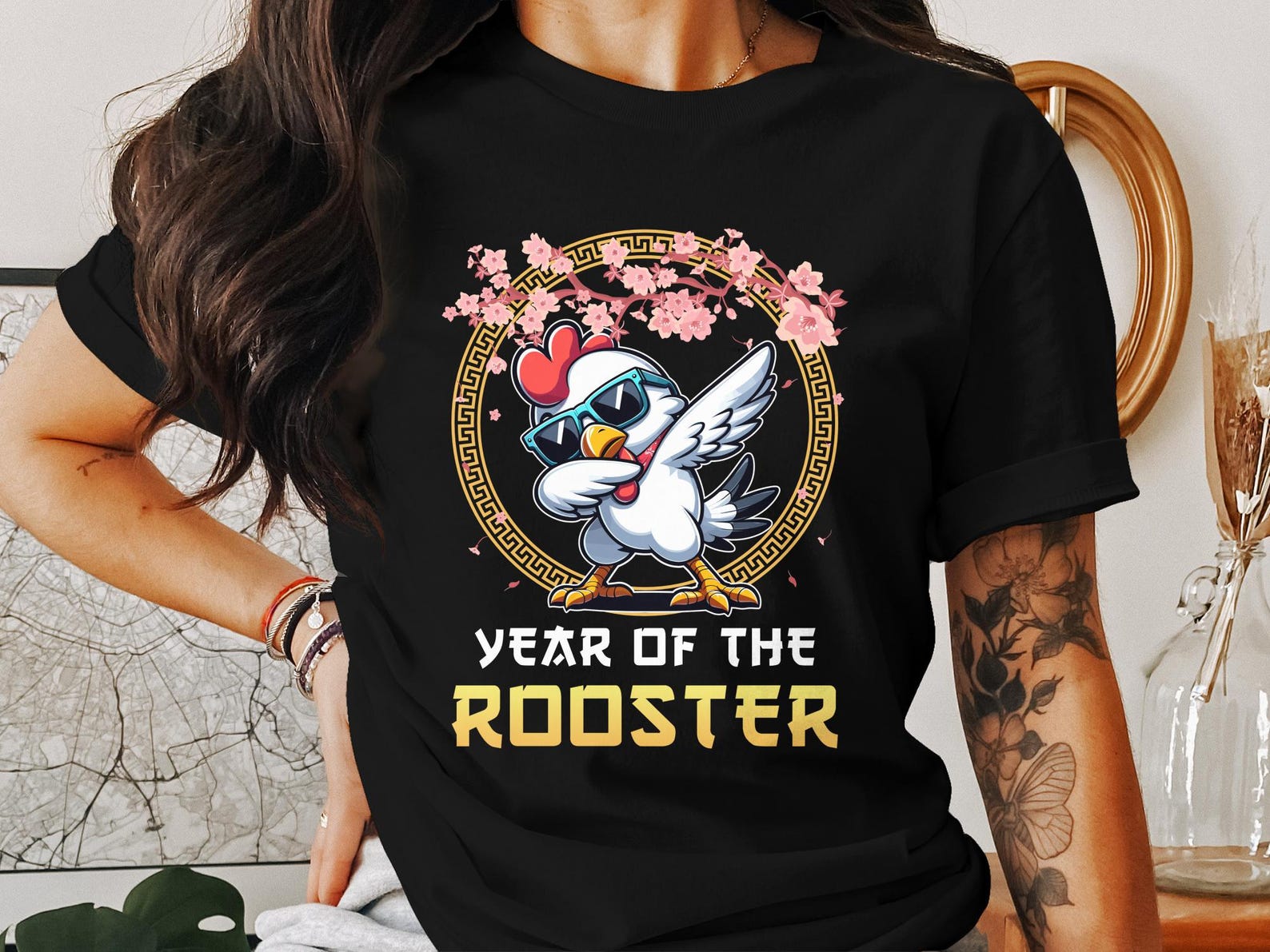 Rooster Chinese New Year T-Shirt, Lunar New Year Rooster Tee, Year of the Rooster Shirt, Chinese Zodiac Rooster T-Shirt S