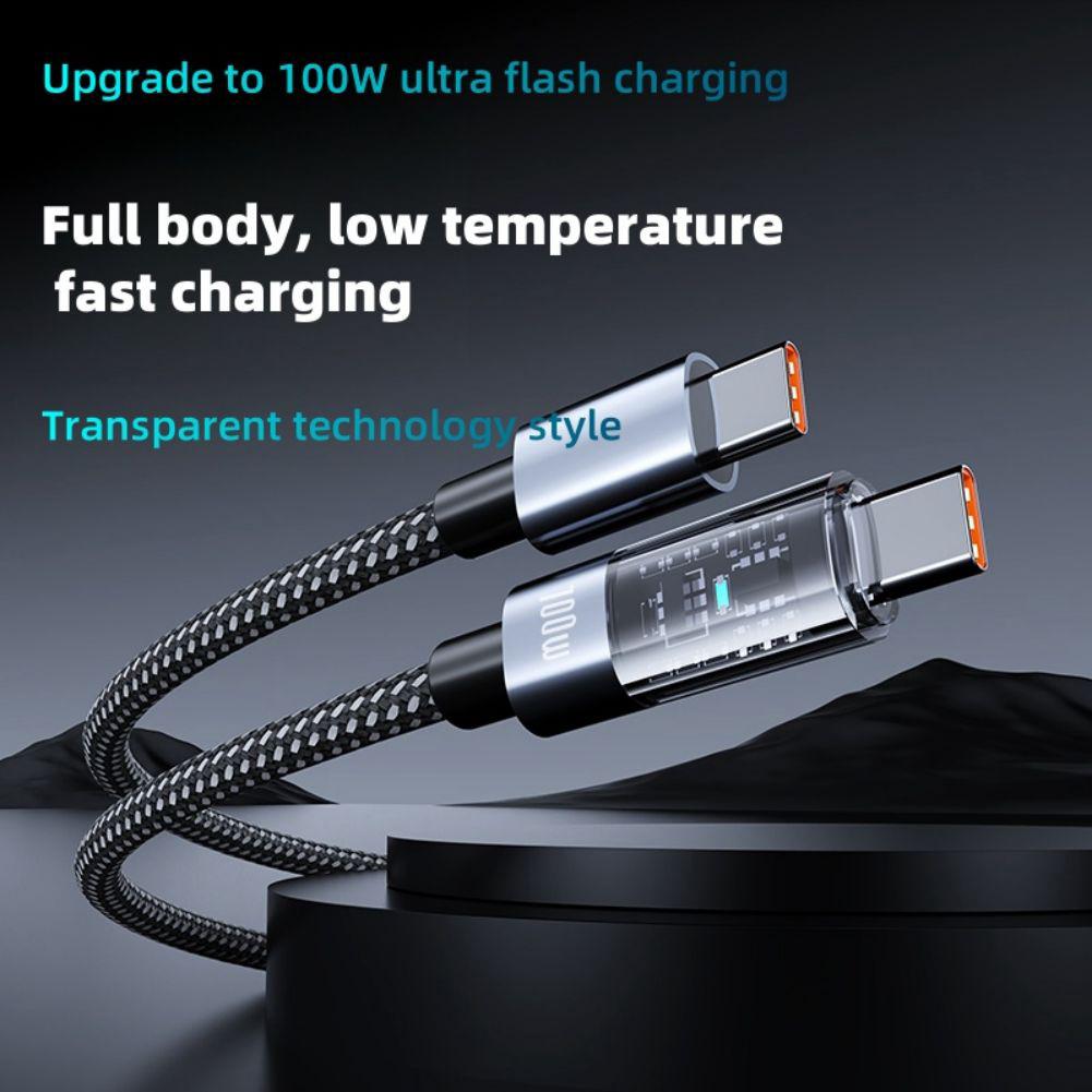 USB C To USB C Cable 100W Braided Type C Power Cable Fast Charger Cable Data Cord Compatible For IPhone 15