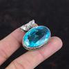 Faceted Swiss Blue Topaz Pendant Gemstone Pendant Antique Jewelry 925 Sterling Silver Pendant Vintage Pendant Handmade Jewelry Gifts For Her