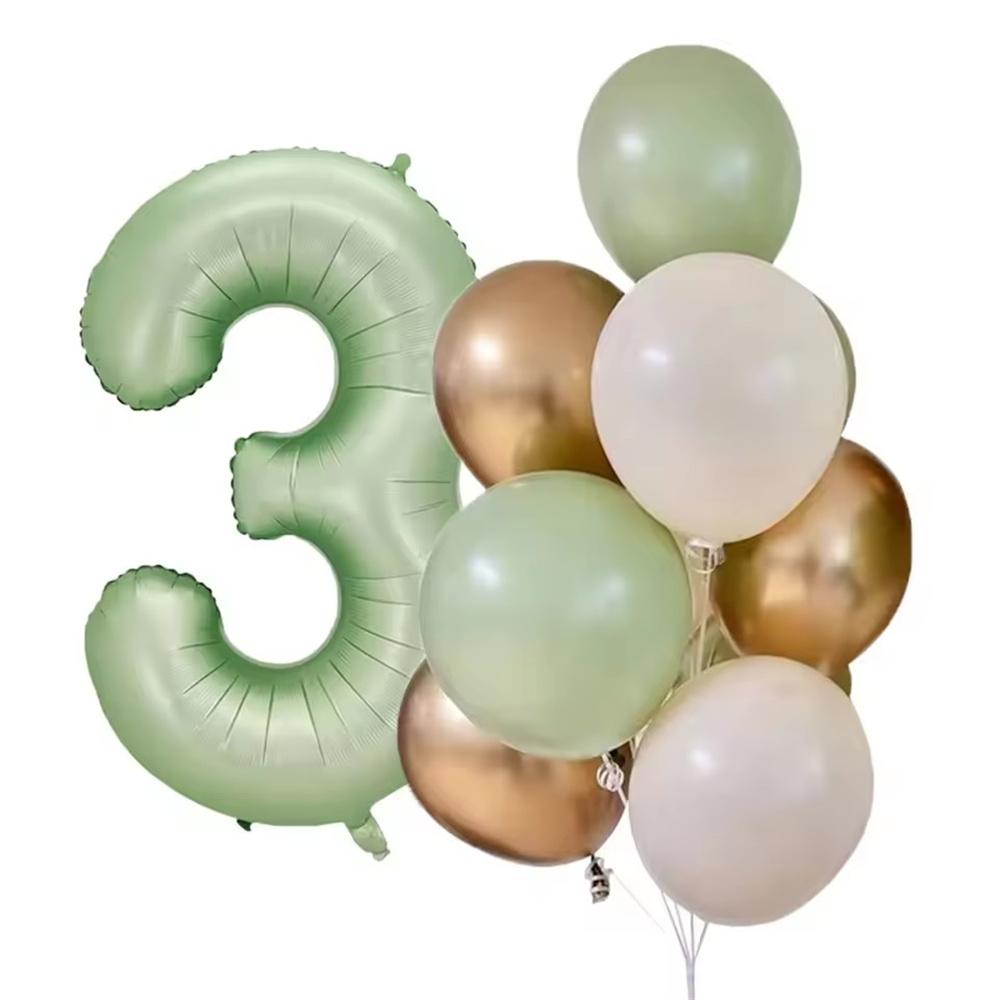 12pcs 40inch Olive Green Number 0-9 Balloon Helium Foil Digital Balloon For Kids Adult Birthday Anniversary Wedding Party Decor
