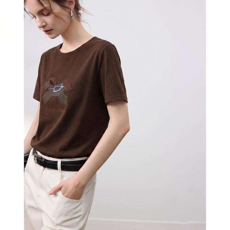 Demana Little Horse Embroidered Cloud Cotton Loose Fit T-Shirt